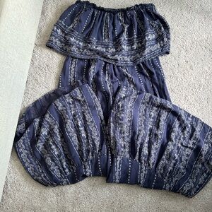 Women's Blue Patterned Jumpsuit